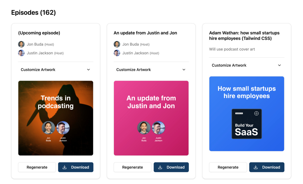 Artwork generator for podcast episodes