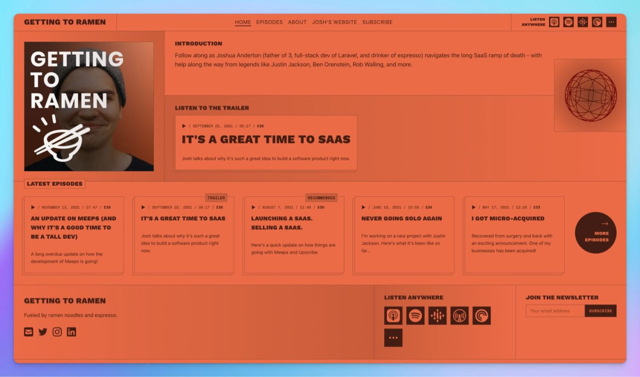 Multiple color schemes for this podcast website design