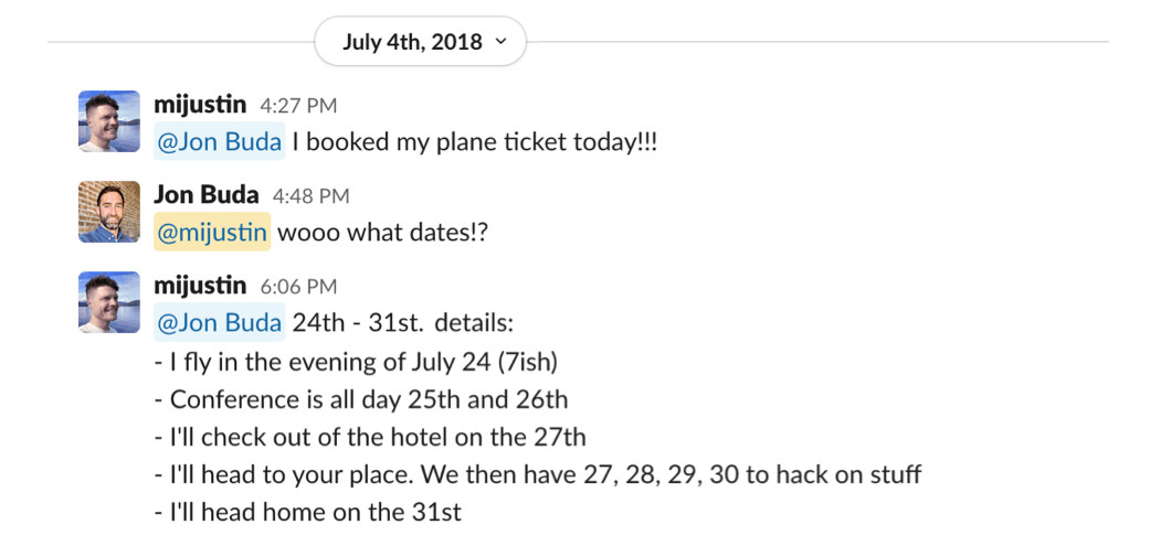 Justin books flight to Chicago so he and Jon can launch Transistor.fm publicly