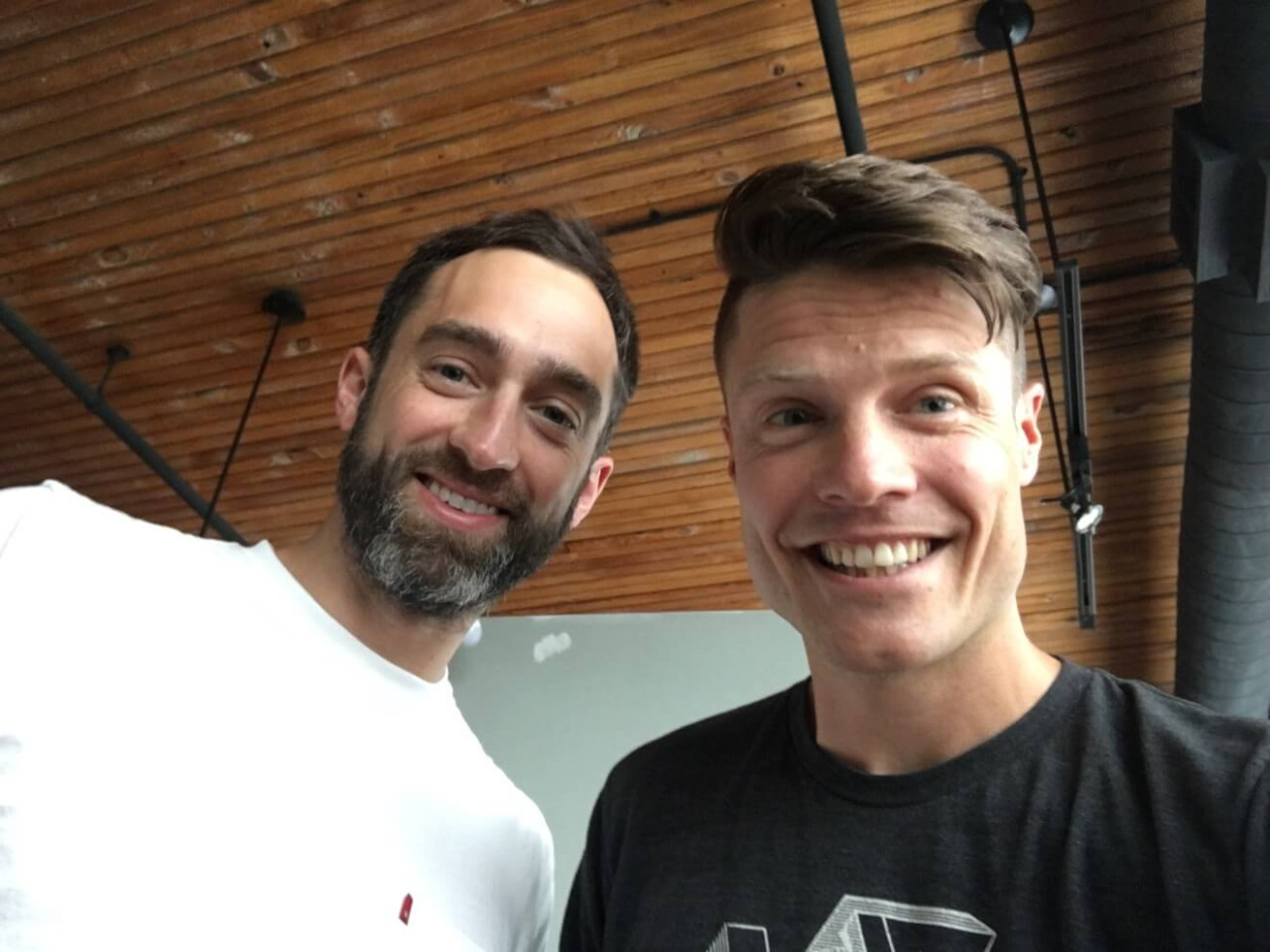 Jon Buda and Justin Jackson working on the Transistor launch: July 27, 2018