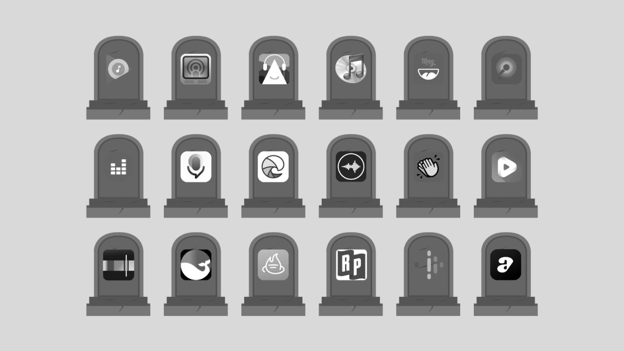 Podcast listening app graveyard - all the apps that have died