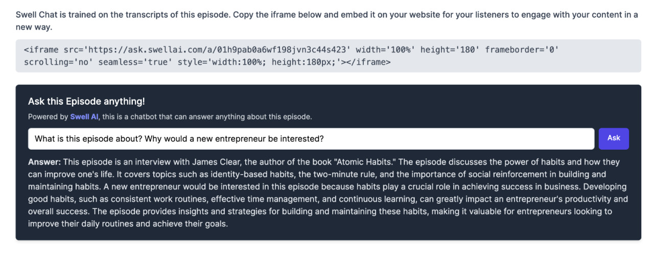 AI chatbot for podcast episodes