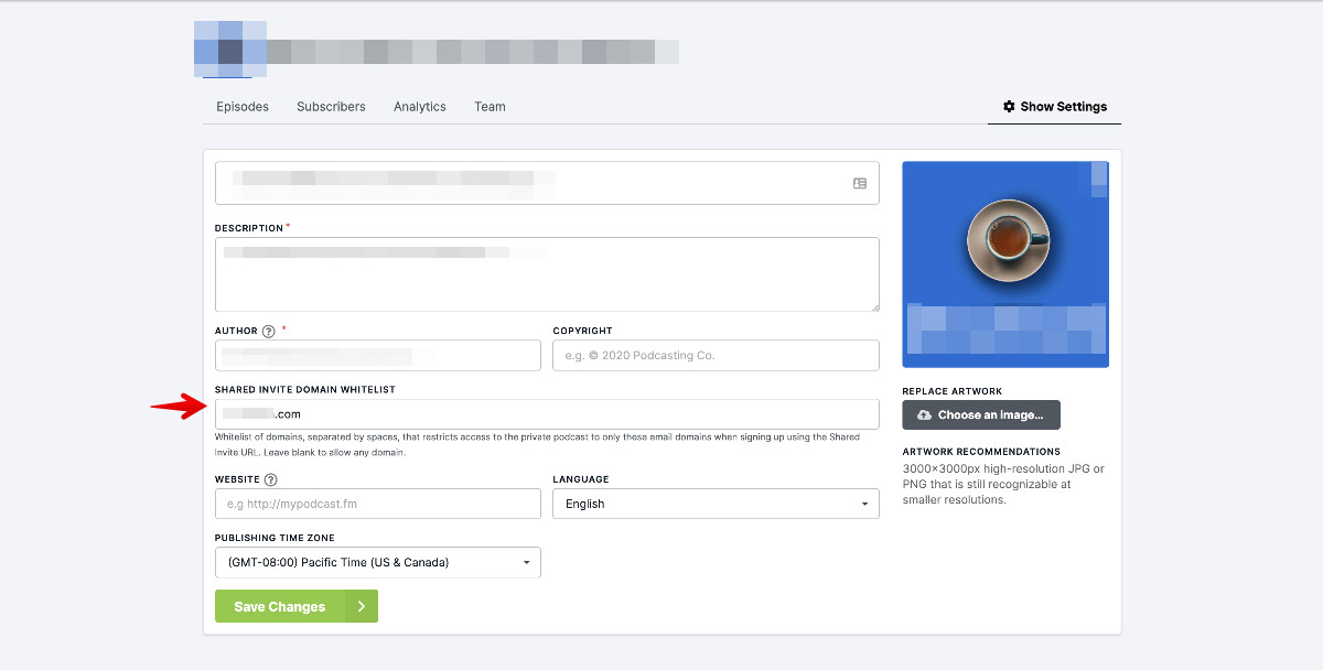 Show settings screen with 
